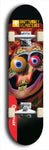 Skateboard deck: Limited edition, North American maple skateboard deck designed by underground artist BellyRash -- available in widths 7.5 to 8.5 inches in both mellow concave and steep concave shapes. Artwork: BUTTUGLY MONSTERS brand popsicle-shaped skateboard deck with monster in background.