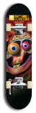 Skateboard deck: Limited edition, North American maple skateboard deck designed by underground artist BellyRash -- available in widths 7.5 to 8.5 inches in both mellow concave and steep concave shapes. Artwork: BUTTUGLY MONSTERS brand popsicle-shaped skateboard deck with monster in background.