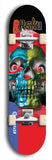 Limited edition, North American maple skateboard deck designed by underground artist BellyRash -- available in widths 7.5 to 8.5 inches in both mellow concave and steep concave shapes. Artwork: 8Rsku brand popsicle-shaped skateboard deck.