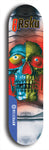 Limited edition, North American maple skateboard deck designed by underground artist BellyRash -- available in widths 7.5 to 8.5 inches in both mellow concave and steep concave shapes. Artwork: 8Rsku brand popsicle-shaped skateboard deck.