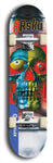 Limited edition, North American maple skateboard deck designed by underground artist BellyRash -- available in widths 7.5 to 8.5 inches in both mellow concave and steep concave shapes. Artwork: 8Rsku brand popsicle-shaped skateboard deck.