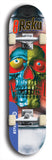 Limited edition, North American maple skateboard deck designed by underground artist BellyRash -- available in widths 7.5 to 8.5 inches in both mellow concave and steep concave shapes. Artwork: 8Rsku brand popsicle-shaped skateboard deck.