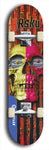 Limited edition, North American maple skateboard deck designed by underground artist BellyRash -- available in widths 7.5 to 8.5 inches in both mellow concave and steep concave shapes. Artwork: 8Rsku brand popsicle-shaped skateboard deck.