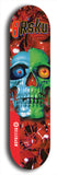 Limited edition, North American maple skateboard deck designed by underground artist BellyRash -- available in widths 7.5 to 8.5 inches in both mellow concave and steep concave shapes. Artwork: 8Rsku brand popsicle-shaped skateboard deck.