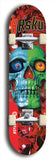 Limited edition, North American maple skateboard deck designed by underground artist BellyRash -- available in widths 7.5 to 8.5 inches in both mellow concave and steep concave shapes. Artwork: 8Rsku brand popsicle-shaped skateboard deck.