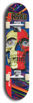 Limited edition, North American maple skateboard deck designed by underground artist BellyRash -- available in widths 7.5 to 8.5 inches in both mellow concave and steep concave shapes. Artwork: 8Rsku brand popsicle-shaped skateboard deck.