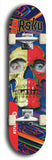 Limited edition, North American maple skateboard deck designed by underground artist BellyRash -- available in widths 7.5 to 8.5 inches in both mellow concave and steep concave shapes. Artwork: 8Rsku brand popsicle-shaped skateboard deck.