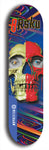 Limited edition, North American maple skateboard deck designed by underground artist BellyRash -- available in widths 7.5 to 8.5 inches in both mellow concave and steep concave shapes. Artwork: 8Rsku brand popsicle-shaped skateboard deck.