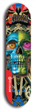 Limited edition, North American maple skateboard deck designed by underground artist BellyRash -- available in widths 7.5 to 8.5 inches in both mellow concave and steep concave shapes. Artwork: 8Rsku brand popsicle-shaped skateboard deck.