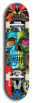 Limited edition, North American maple skateboard deck designed by underground artist BellyRash -- available in widths 7.5 to 8.5 inches in both mellow concave and steep concave shapes. Artwork: 8Rsku brand popsicle-shaped skateboard deck.