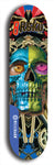 Limited edition, North American maple skateboard deck designed by underground artist BellyRash -- available in widths 7.5 to 8.5 inches in both mellow concave and steep concave shapes. Artwork: 8Rsku brand popsicle-shaped skateboard deck.