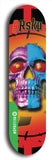 Limited edition, North American maple skateboard deck designed by underground artist BellyRash -- available in widths 7.5 to 8.5 inches in both mellow concave and steep concave shapes. Artwork: 8Rsku brand popsicle-shaped skateboard deck.