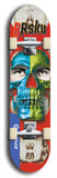 Limited edition, North American maple skateboard deck designed by underground artist BellyRash -- available in widths 7.5 to 8.5 inches in both mellow concave and steep concave shapes. Artwork: 8Rsku brand popsicle-shaped skateboard deck.