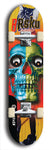 Limited edition, North American maple skateboard deck designed by underground artist BellyRash -- available in widths 7.5 to 8.5 inches in both mellow concave and steep concave shapes. Artwork: 8Rsku brand popsicle-shaped skateboard deck.