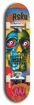 Limited edition, North American maple skateboard deck designed by underground artist BellyRash -- available in widths 7.5 to 8.5 inches in both mellow concave and steep concave shapes. Artwork: 8Rsku brand popsicle-shaped skateboard deck.