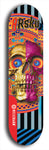 Limited edition, North American maple skateboard deck designed by underground artist BellyRash -- available in widths 7.5 to 8.5 inches in both mellow concave and steep concave shapes. Artwork: 8Rsku brand popsicle-shaped skateboard deck.