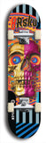 Limited edition, North American maple skateboard deck designed by underground artist BellyRash -- available in widths 7.5 to 8.5 inches in both mellow concave and steep concave shapes. Artwork: 8Rsku brand popsicle-shaped skateboard deck.