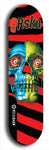 Limited edition, North American maple skateboard deck designed by underground artist BellyRash -- available in widths 7.5 to 8.5 inches in both mellow concave and steep concave shapes. Artwork: 8Rsku brand popsicle-shaped skateboard deck.