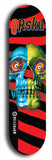 Limited edition, North American maple skateboard deck designed by underground artist BellyRash -- available in widths 7.5 to 8.5 inches in both mellow concave and steep concave shapes. Artwork: 8Rsku brand popsicle-shaped skateboard deck.