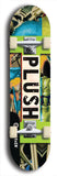 Skateboard deck: Limited edition, North American maple skateboard deck designed by underground artist BellyRash - available widths 7.5 to 8.5 inches in both mellow concave and steep concave shapes. Artwork: PLUSH logo brand popsicle-shaped deck