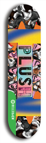 North American maple skateboard deck designed by underground artist BellyRash -- available in widths between 7.5 to 8.5 inches in both mellow concave and steep concave shapes from the BellyRash Limited Edition Blitz Deck series: Big Plush