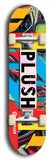 Skateboard deck: Limited edition, North American maple skateboard deck designed by underground artist BellyRash - available widths 7.5 to 8.5 inches in both mellow concave and steep concave shapes. Artwork: PLUSH logo brand popsicle-shaped deck