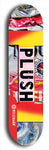 Skateboard deck: Limited edition, North American maple skateboard deck designed by underground artist BellyRash - available widths 7.5 to 8.5 inches in both mellow concave and steep concave shapes. Artwork: PLUSH logo brand popsicle-shaped deck