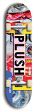 Skateboard deck: Limited edition, North American maple skateboard deck designed by underground artist BellyRash - available widths 7.5 to 8.5 inches in both mellow concave and steep concave shapes. Artwork: PLUSH logo brand popsicle-shaped deck