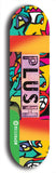 North American maple skateboard deck designed by underground artist BellyRash -- available in widths between 7.5 to 8.5 inches in both mellow concave and steep concave shapes from the BellyRash Limited Edition Blitz Deck series: Plush