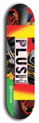 North American maple skateboard deck designed by underground artist BellyRash -- available in widths between 7.5 to 8.5 inches in both mellow concave and steep concave shapes from the BellyRash Limited Edition Blitz Deck series: Plush