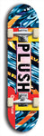 Skateboard deck: Limited edition, North American maple skateboard deck designed by underground artist BellyRash - available widths 7.5 to 8.5 inches in both mellow concave and steep concave shapes. Artwork: PLUSH logo brand popsicle-shaped deck