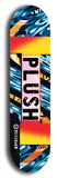 Skateboard deck: Limited edition, North American maple skateboard deck designed by underground artist BellyRash - available widths 7.5 to 8.5 inches in both mellow concave and steep concave shapes. Artwork: PLUSH logo brand popsicle-shaped deck