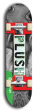 North American maple skateboard deck designed by underground artist BellyRash -- available in widths between 7.5 to 8.5 inches in both mellow concave and steep concave shapes from the BellyRash Limited Edition Blitz Deck series: Plush