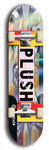 Skateboard deck: Limited edition, North American maple skateboard deck designed by underground artist BellyRash - available widths 7.5 to 8.5 inches in both mellow concave and steep concave shapes. Artwork: PLUSH logo brand popsicle-shaped deck