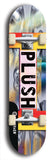 Skateboard deck: Limited edition, North American maple skateboard deck designed by underground artist BellyRash - available widths 7.5 to 8.5 inches in both mellow concave and steep concave shapes. Artwork: PLUSH logo brand popsicle-shaped deck