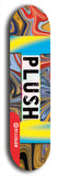 Skateboard deck: Limited edition, North American maple skateboard deck designed by underground artist BellyRash - available widths 7.5 to 8.5 inches in both mellow concave and steep concave shapes. Artwork: PLUSH logo brand popsicle-shaped deck