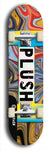 Skateboard deck: Limited edition, North American maple skateboard deck designed by underground artist BellyRash - available widths 7.5 to 8.5 inches in both mellow concave and steep concave shapes. Artwork: PLUSH logo brand popsicle-shaped deck