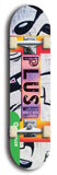 North American maple skateboard deck designed by underground artist BellyRash -- available in widths between 7.5 to 8.5 inches in both mellow concave and steep concave shapes from the BellyRash Limited Edition Blitz Deck series: Plush Logo