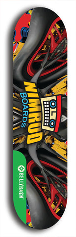 North American maple skateboard deck designed by underground artist BellyRash -- available in widths between 7.5 to 8.5 inches in both mellow concave and steep concave shapes from the BellyRash Limited Edition Blitz Deck series: Nimrod