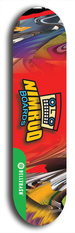 North American maple skateboard deck designed by underground artist BellyRash -- available in widths between 7.5 to 8.5 inches in both mellow concave and steep concave shapes from the BellyRash Limited Edition Blitz Deck series: Nimrod