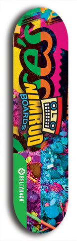 North American maple skateboard deck designed by underground artist BellyRash -- available in widths between 7.5 to 8.5 inches in both mellow concave and steep concave shapes from the BellyRash Limited Edition Blitz Deck series: Nimrod
