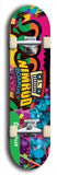 North American maple skateboard deck designed by underground artist BellyRash -- available in widths between 7.5 to 8.5 inches in both mellow concave and steep concave shapes from the BellyRash Limited Edition Blitz Deck series: Vicious Judy Stabs Idiots