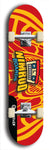 Skateboard deck: Limited edition, North American maple skateboard deck designed by underground artist BellyRash -- available in widths 7.5 to 8.5 inches in both mellow concave and steep concave shapes. Artwork: NIMROD brand popsicle-shaped skateboard deck with NIMROD logo
