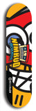 Skateboard deck: Limited edition, North American maple skateboard deck designed by underground artist BellyRash -- available in widths 7.5 to 8.5 inches in both mellow concave and steep concave shapes. Artwork: NIMROD brand popsicle-shaped skateboard deck with NIMROD logo