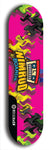 Skateboard deck: Limited edition, North American maple skateboard deck designed by underground artist BellyRash -- available in widths 7.5 to 8.5 inches in both mellow concave and steep concave shapes. Artwork: NIMROD brand popsicle-shaped skateboard deck with NIMROD logo