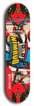 Skateboard deck: Limited edition, North American maple skateboard deck designed by underground artist BellyRash -- available in widths 7.5 to 8.5 inches in both mellow concave and steep concave shapes. Artwork: NIMROD brand popsicle-shaped skateboard deck with NIMROD logo