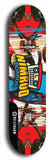 Skateboard deck: Limited edition, North American maple skateboard deck designed by underground artist BellyRash -- available in widths 7.5 to 8.5 inches in both mellow concave and steep concave shapes. Artwork: NIMROD brand popsicle-shaped skateboard deck with NIMROD logo