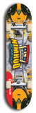 Skateboard deck: Limited edition, North American maple skateboard deck designed by underground artist BellyRash -- available in widths 7.5 to 8.5 inches in both mellow concave and steep concave shapes. Artwork: NIMROD brand popsicle-shaped skateboard deck with NIMROD logo