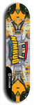 Skateboard deck: Limited edition, North American maple skateboard deck designed by underground artist BellyRash -- available in widths 7.5 to 8.5 inches in both mellow concave and steep concave shapes. Artwork: NIMROD brand popsicle-shaped skateboard deck with NIMROD logo