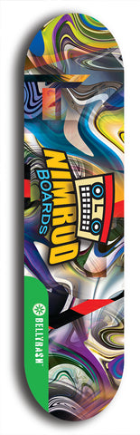 North American maple skateboard deck designed by underground artist BellyRash -- available in widths between 7.5 to 8.5 inches in both mellow concave and steep concave shapes from the BellyRash Limited Edition Blitz Deck series: Nimrod